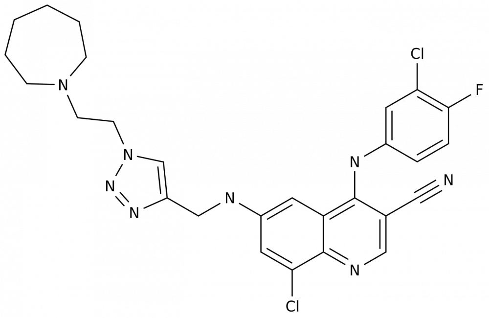 8-Chloro-4-[(3-chloro-4-fluorophenyl)amino]-6-[[[1-[2-(hexahydro-1H-azepin-1-yl)ethyl]-1H-1,2,3-triazol-4-yl]methyl]amino]-3-Quinolinecarbonitrile в России